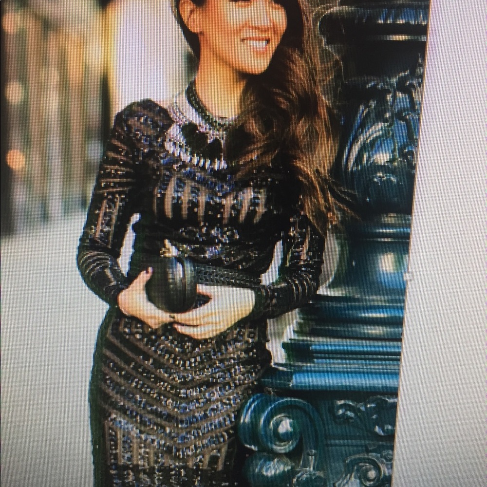 Dress the population black sequin dress